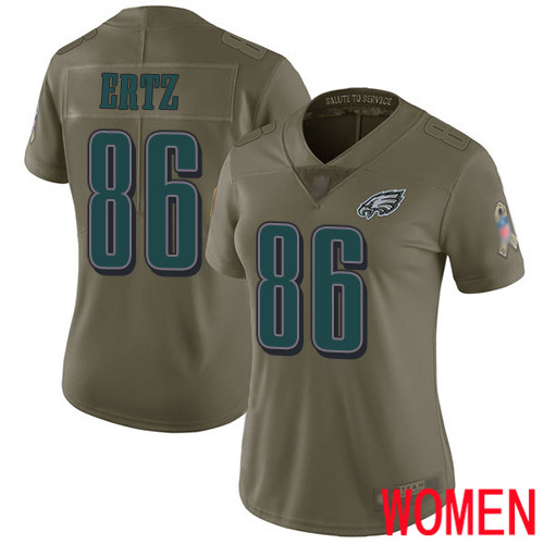 Women Philadelphia Eagles #86 Zach Ertz Limited Olive 2017 Salute to Service Football NFL Jersey->women nfl jersey->Women Jersey